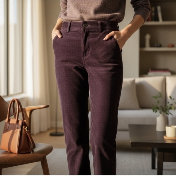 *SOLD****FREE PEOPLE Corduroy Pants We The Free Deep Purple Size 27. - Picture 8 of 12